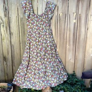 Entro Spring Summer Floral Maxi Dress Cottage Core Boho Style Women’s Sz Medium